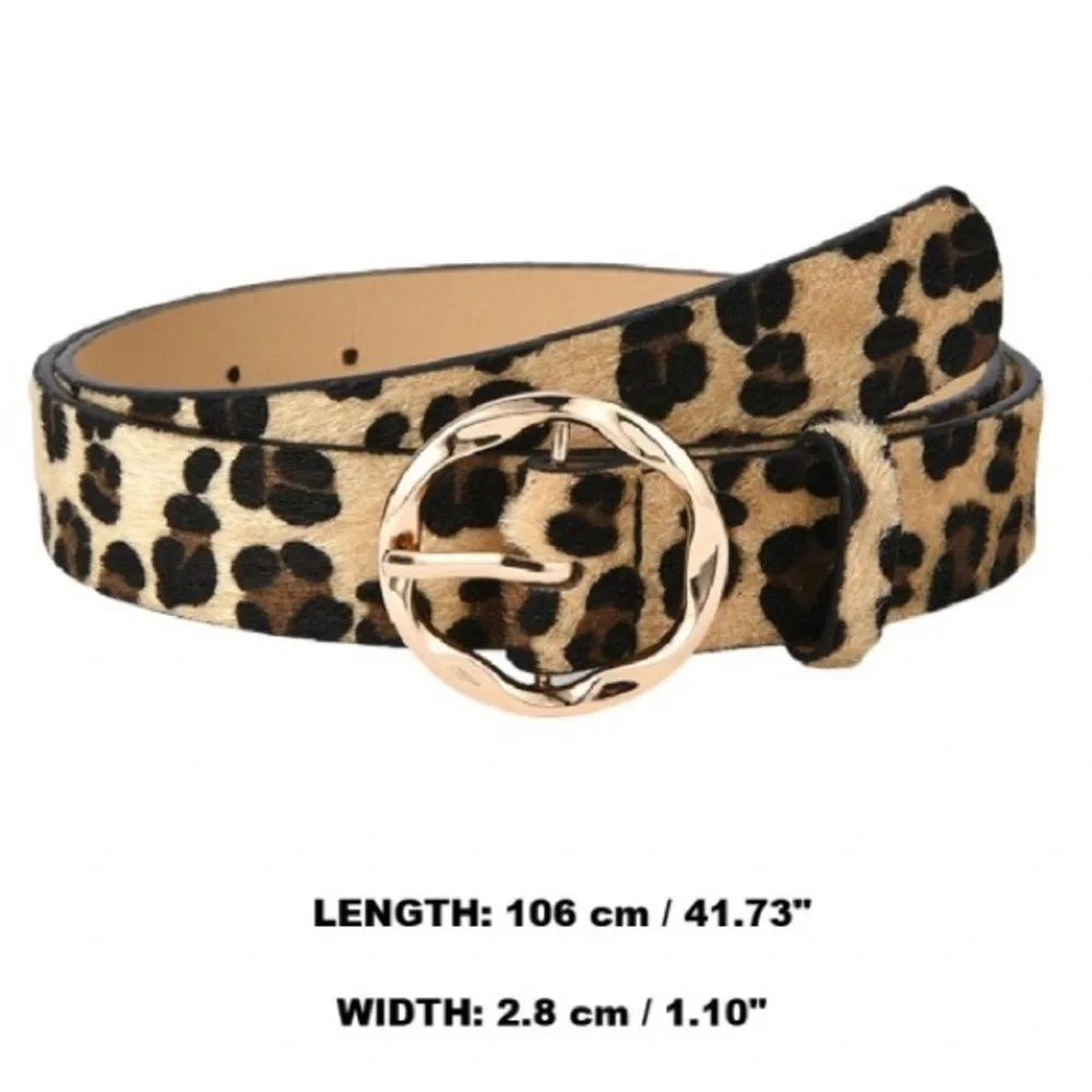 Furry Leopard Print Vegan Belt (U412)